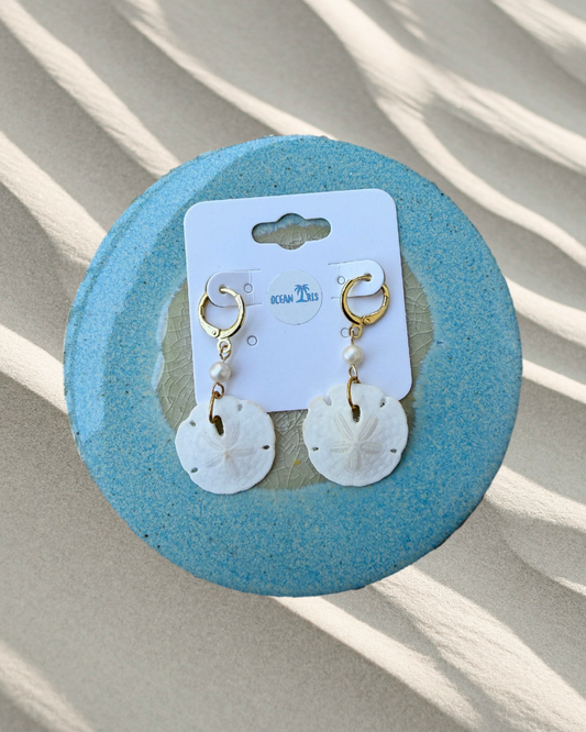 Sand Dollar Earring W/ Pearl GOLD