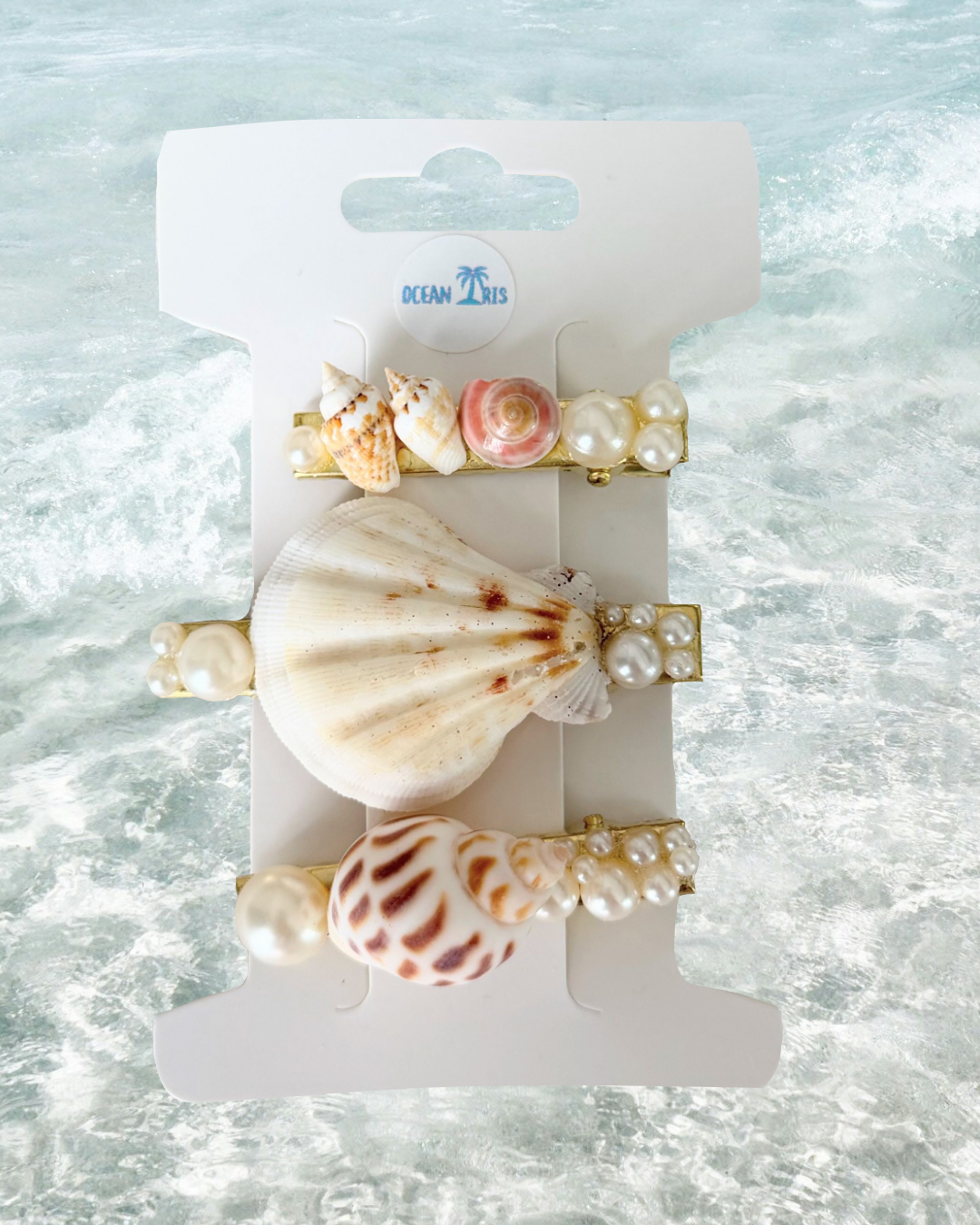 Shell Basec Clips Shell Hair Clips – Ocean Iris